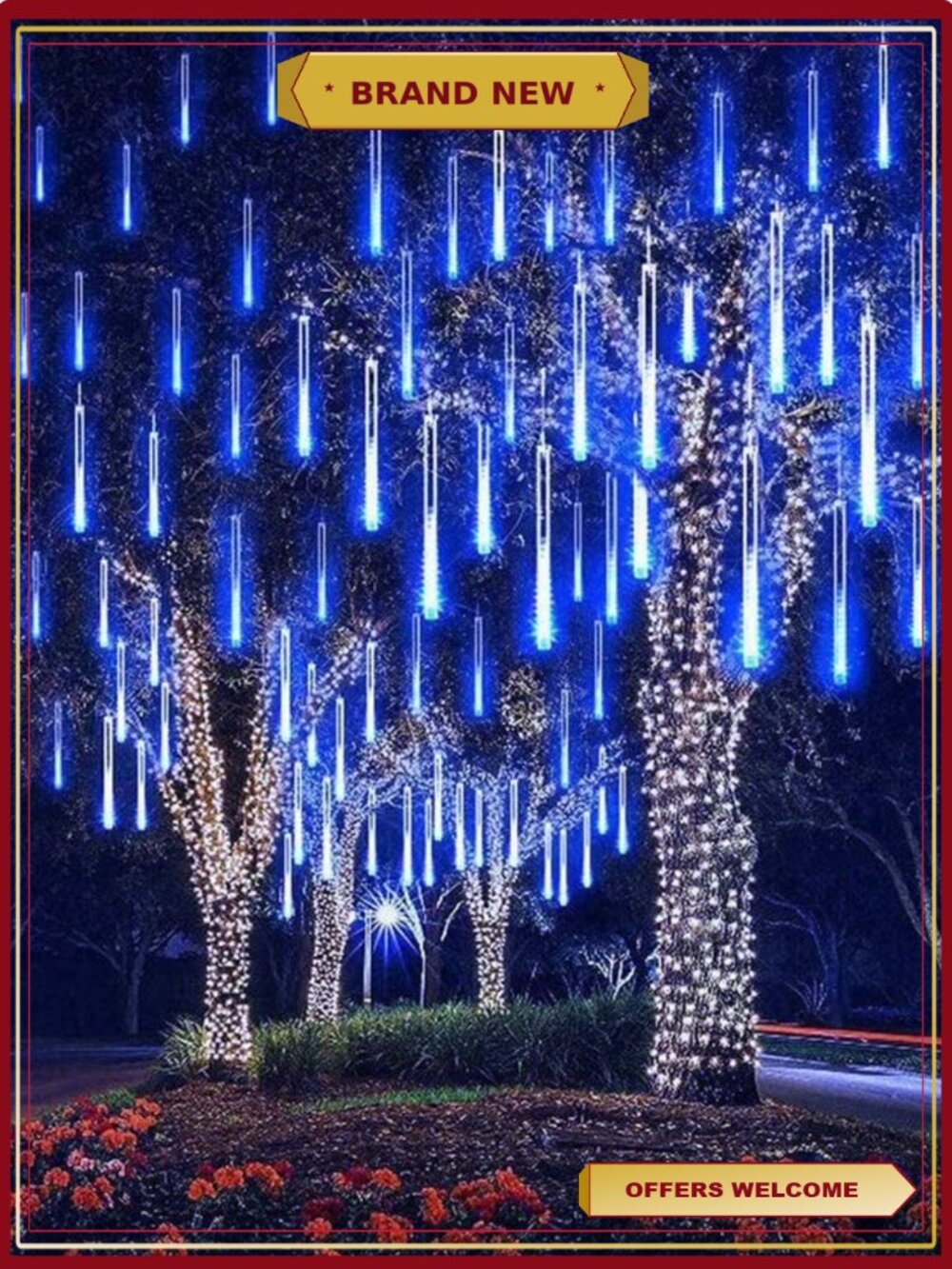 Meteor Shower String Lights Waterproof Cascading Icicle Lights for Party Tree